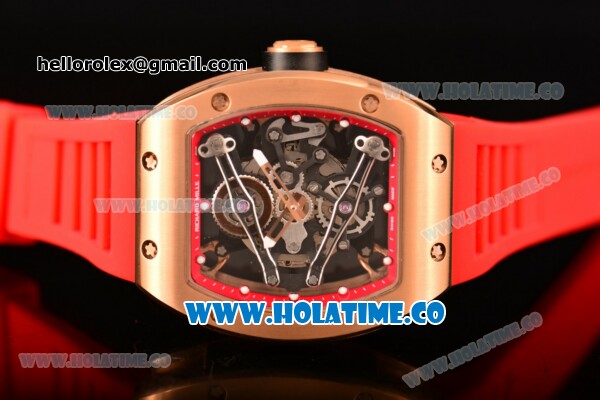Richard Mille RM 038 Asia Automatic Rose Gold Case with Skeleton Dial and Red Rubber Strap - Click Image to Close